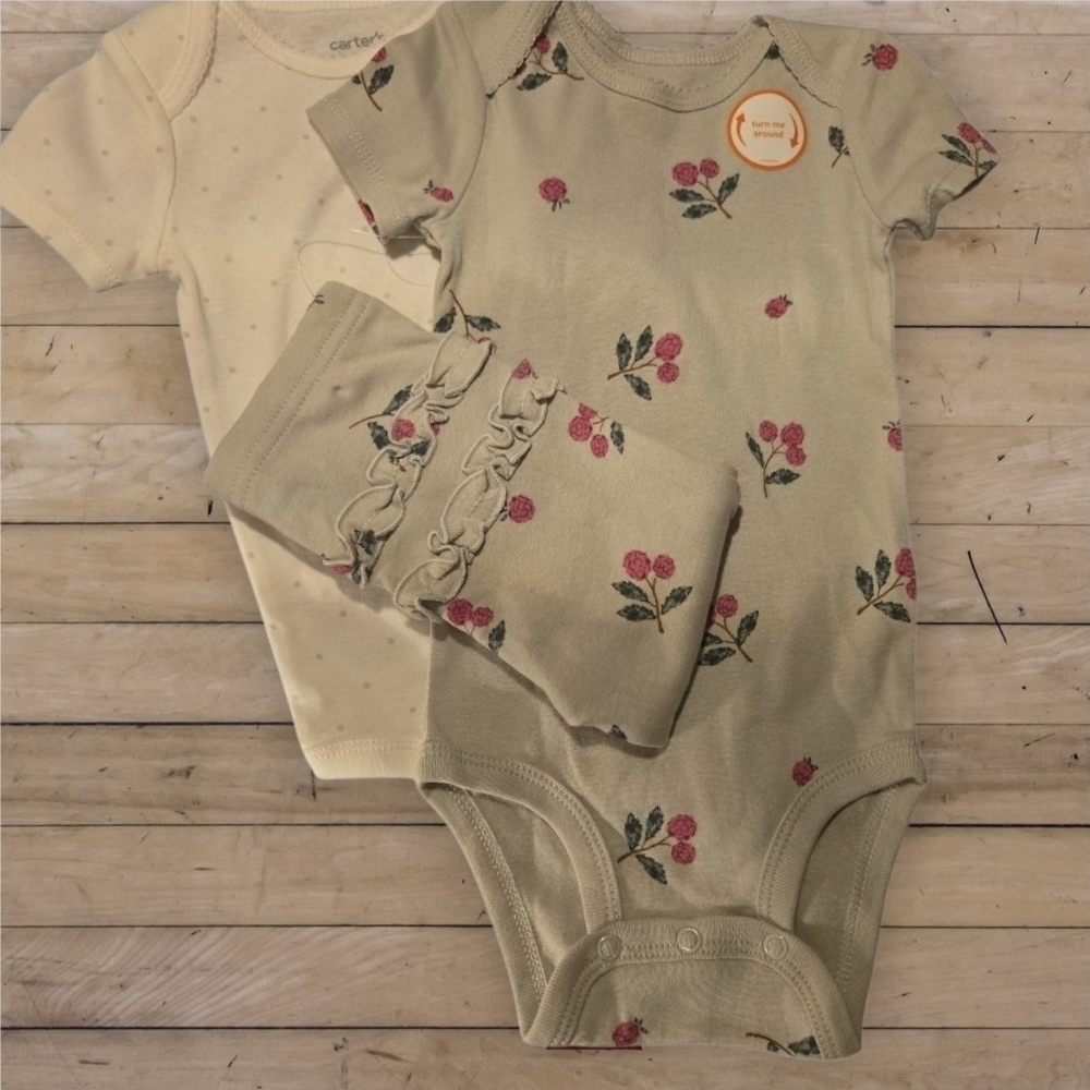 Carter's Green/Pink/White 3 Piece Outfit Set-9mos NWT